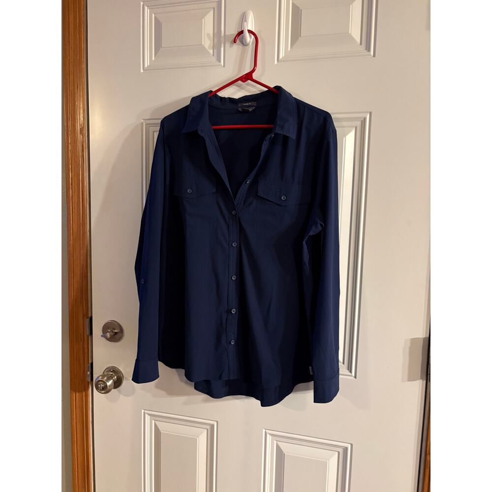 Eddie Bauer Women's Stretch Moisture Wicking Long Sleeve Shirt Size XL Navy Blue